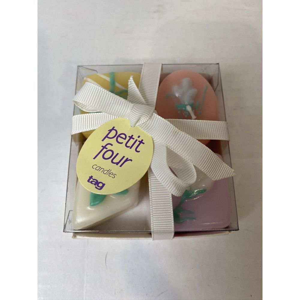 Boxed Petit Four Pastel Candles Spring Easter Colors - Picture 2 of 3